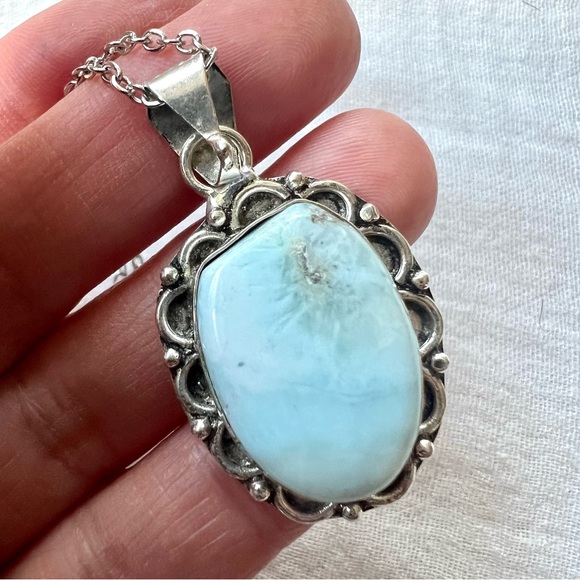 Jewelry - 925 Calming Caribbean Larimar Pendant Necklace *flaw*